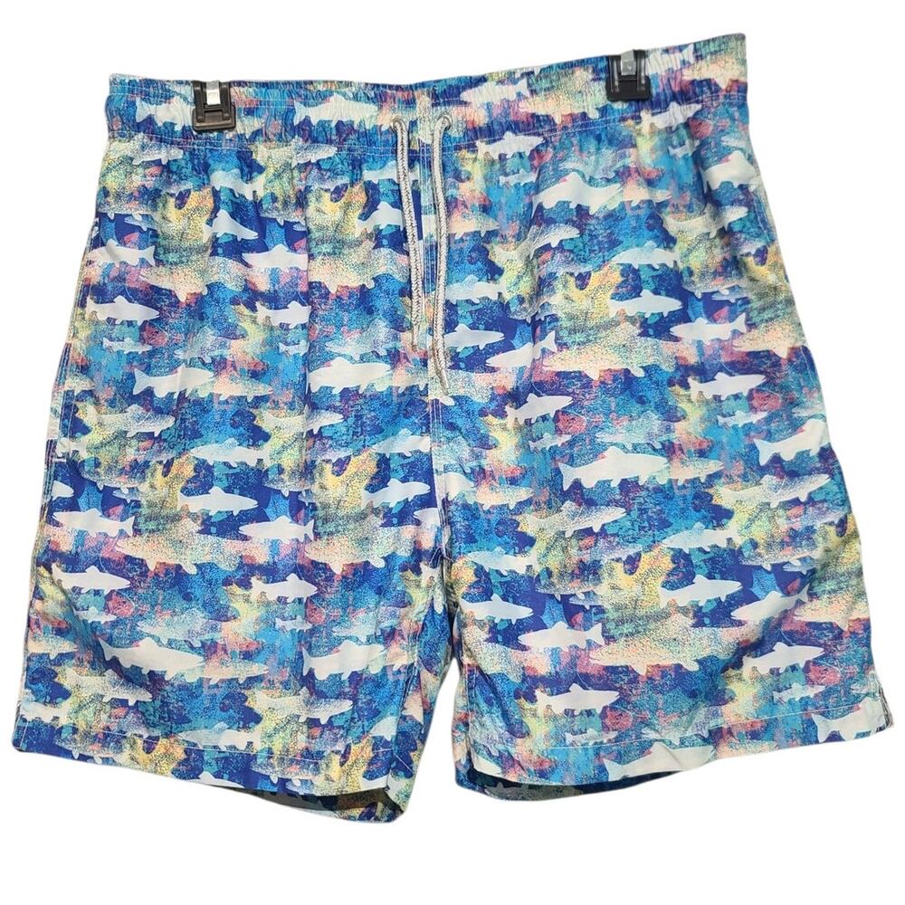 Michael Shark Print Swim Trunks L Made in Morocco Vintage
